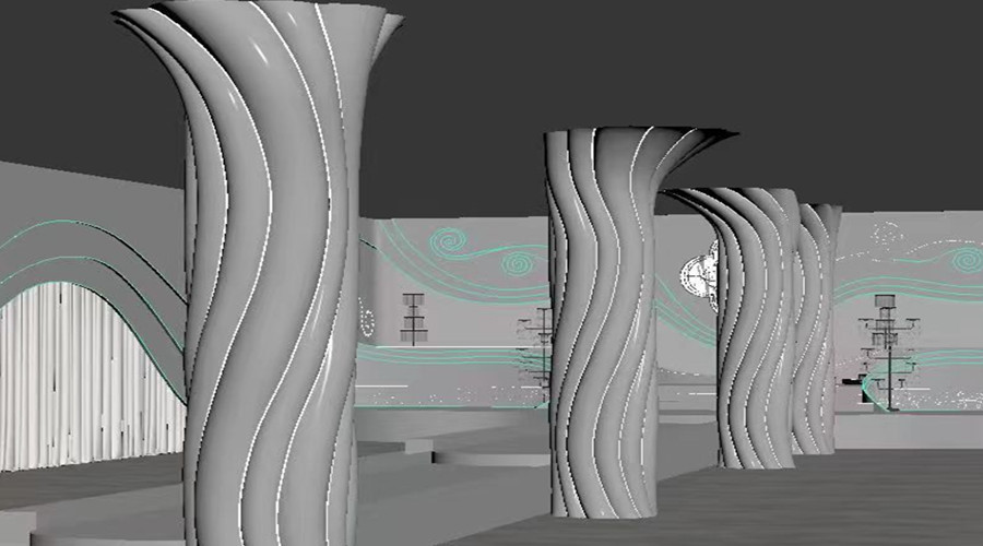 四川達州宏帆巴人廣場GRG麻花柱子造型項目